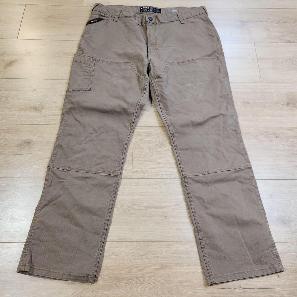 Ariat Rebar M4 Pants Mens 40x32 Beige Relaxed Straight Canvas Workwear Carpenter
